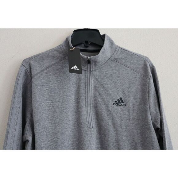 adidas ADK4427S21 Men's Sz M Heather Gray 1/4 Zip Long Sleeve Knit Pullover Top - Picture 3 of 13